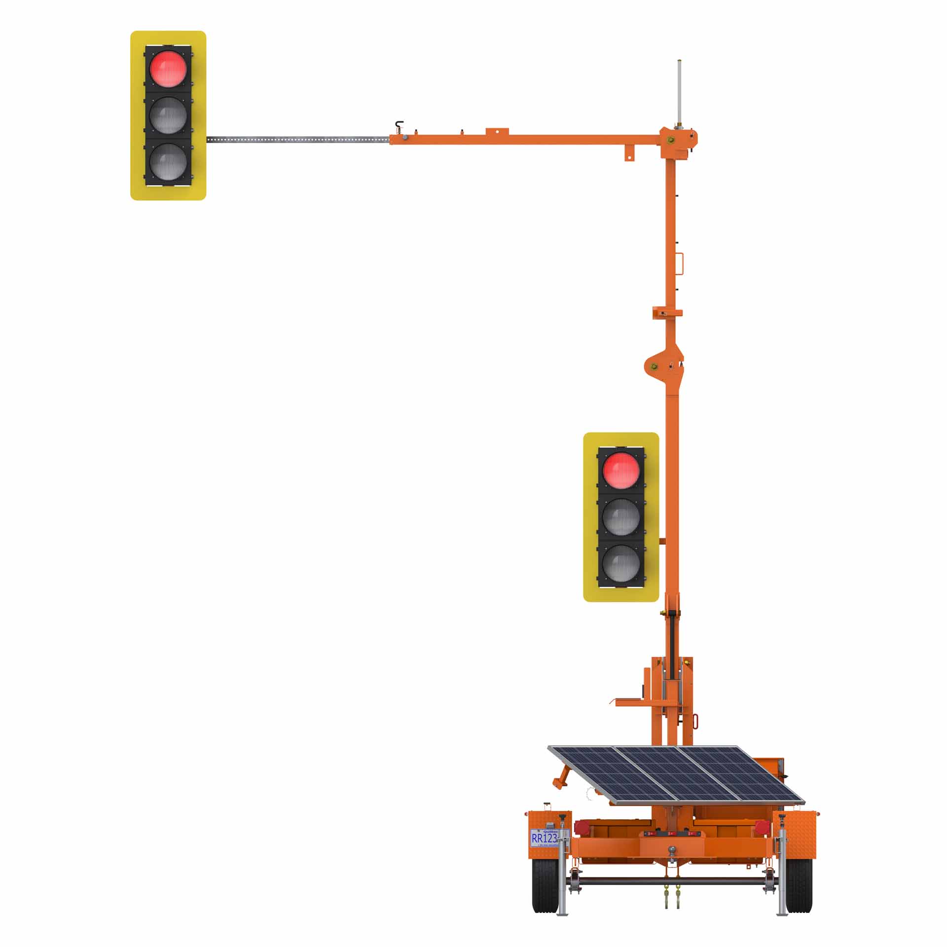 Trailer-mounted portable traffic signal with a solar panel