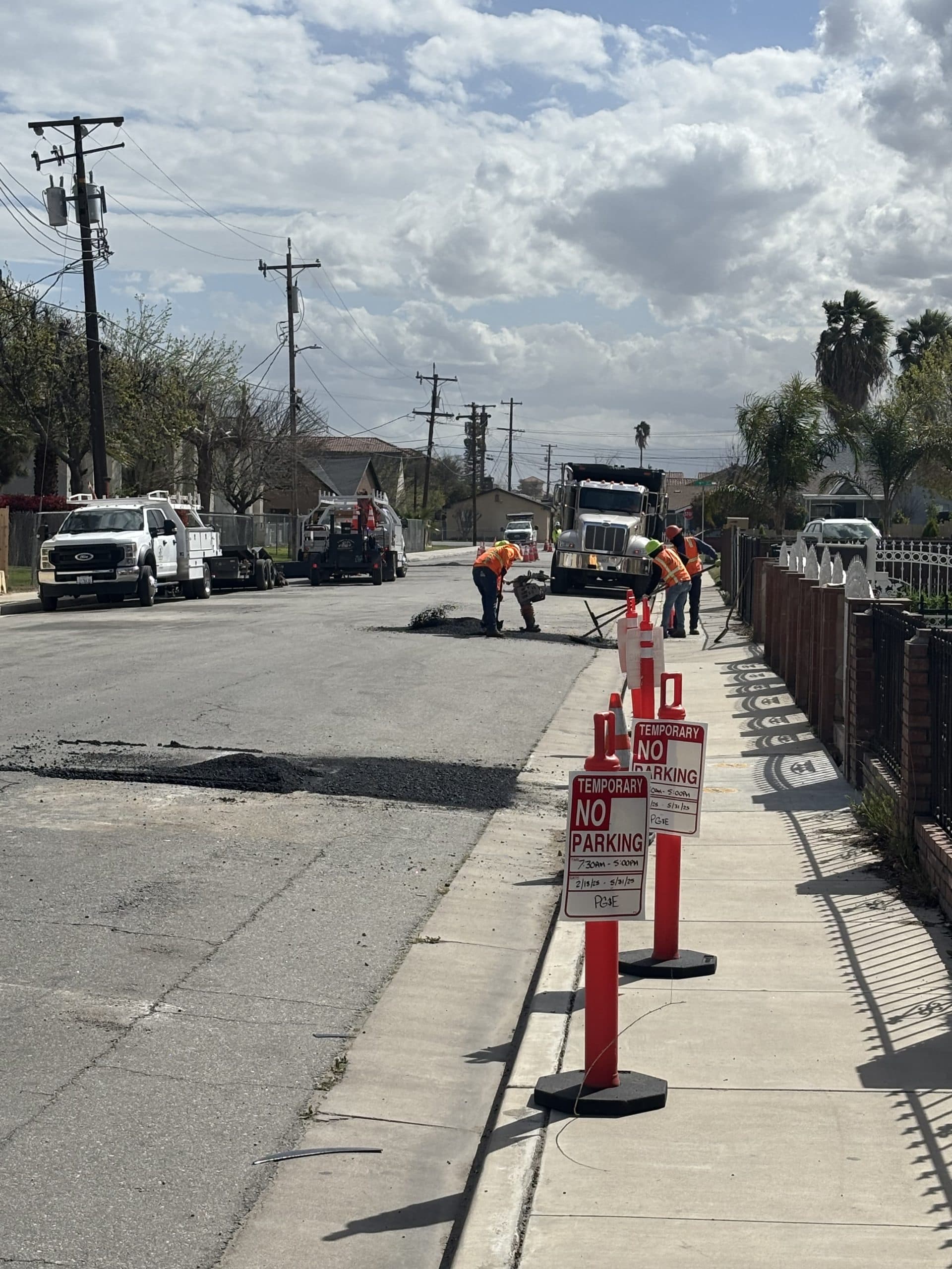 B&F Traffic Control channelizing devices along a work zone